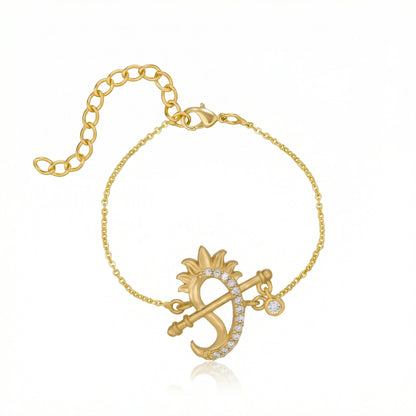18k Gold plated bracelet with a sun and anchor design on a white background