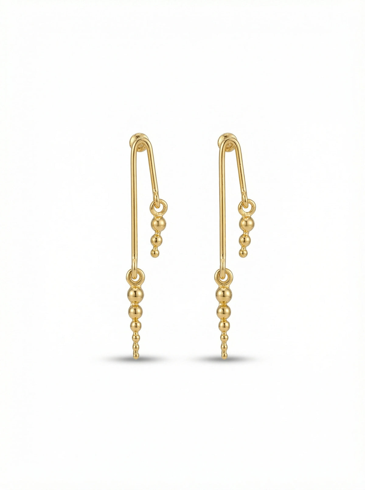 18k Gold plated beaded earrings on a white background