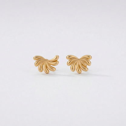 18k Gold plated butterfly-shaped earrings on a light gray background