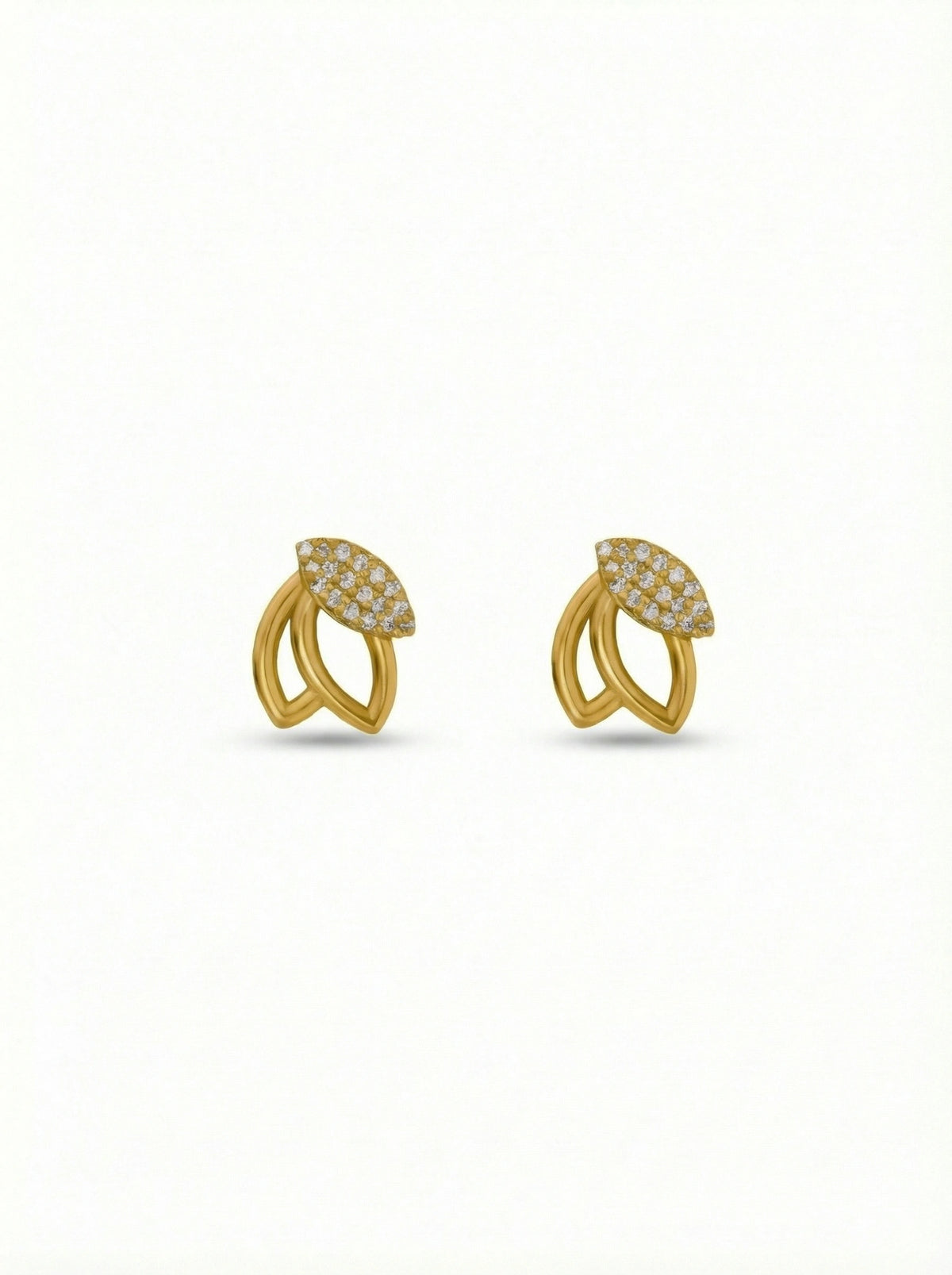 18k gold plated earrings with diamond accents on a white background