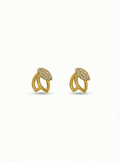 18k Gold plated earrings with diamond accents on a white background