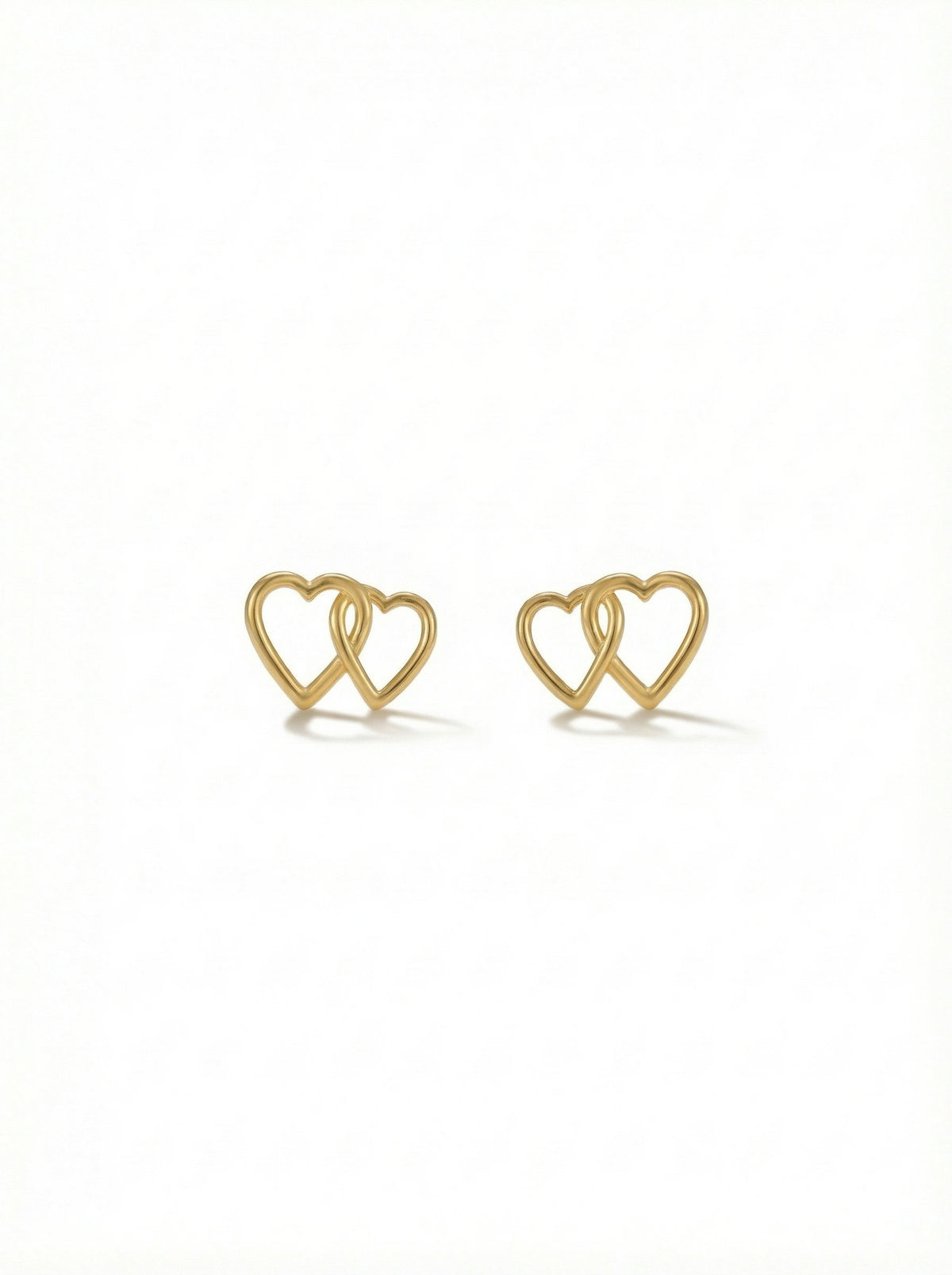 18k Gold plated heart-shaped earrings on a white background