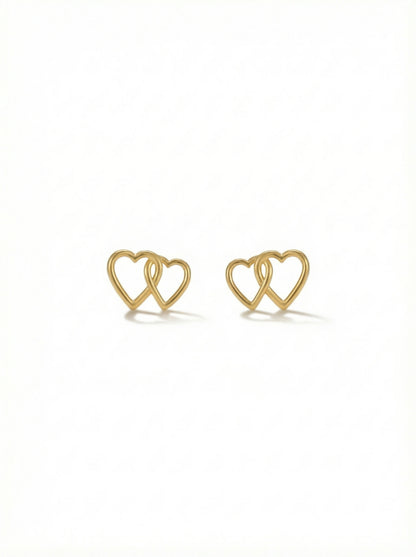 18k Gold plated heart-shaped earrings on a white background