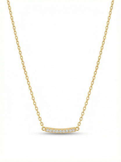 18k Gold plated necklace with small diamonds on a white background