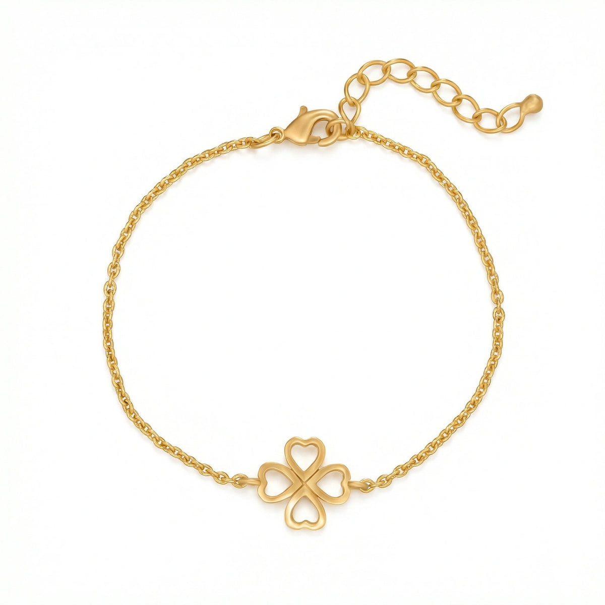 lucky heart clover bracelet – 18k gold plated filigree charm