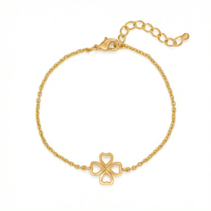 Lucky Heart Clover Bracelet – 18k Gold Plated Filigree Charm