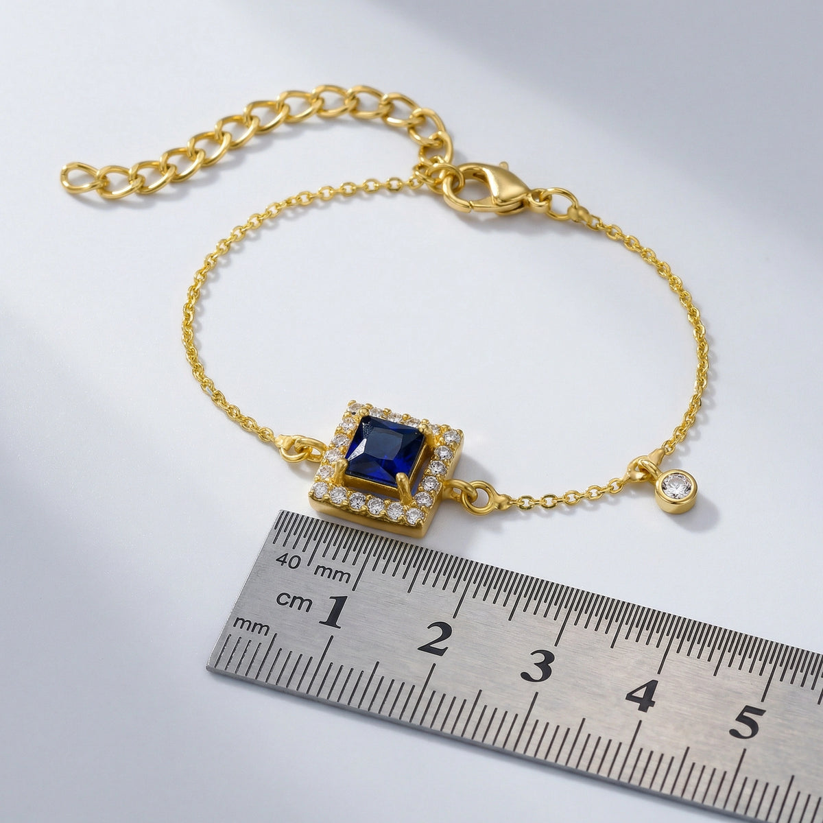 midnight azure princess-cut halo bracelet