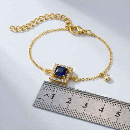 Midnight Azure Princess-Cut Halo Bracelet