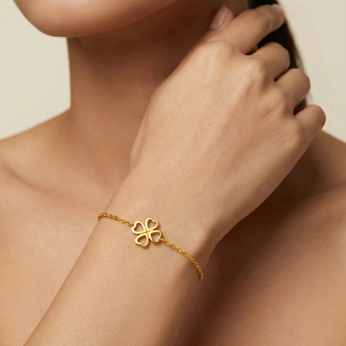 lucky heart clover bracelet – 18k gold plated filigree charm