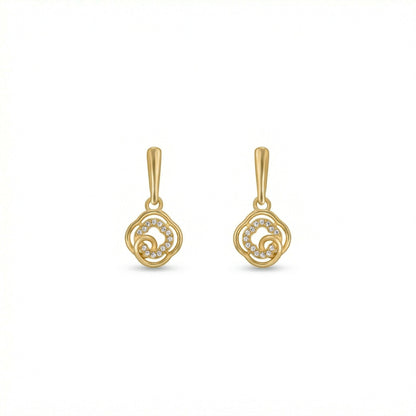 Pair of 18k gold plated earrings on a white background