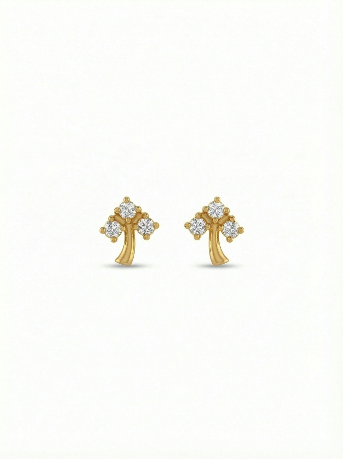 18k Gold plated cross-shaped earrings with diamond-like stones on a white background