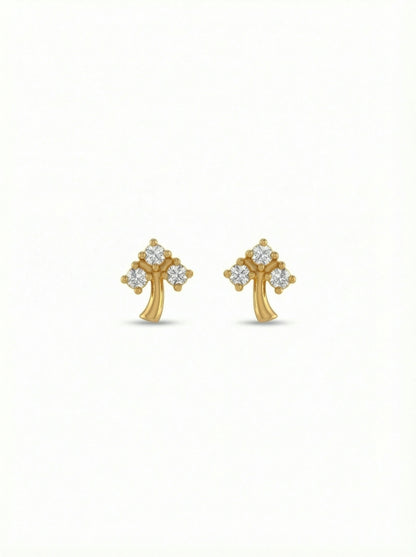 18k Gold plated cross-shaped earrings with diamond-like stones on a white background