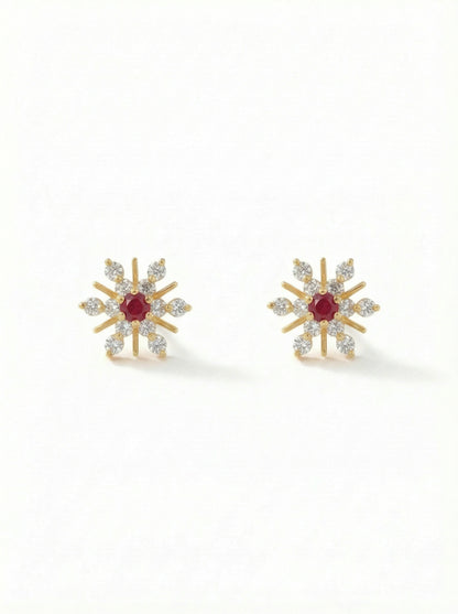 Pair of silver heart-shaped 18k gold plated earrings on a white background