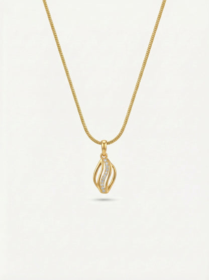 18k Gold plated  necklace with a diamond pendant on a light gray background