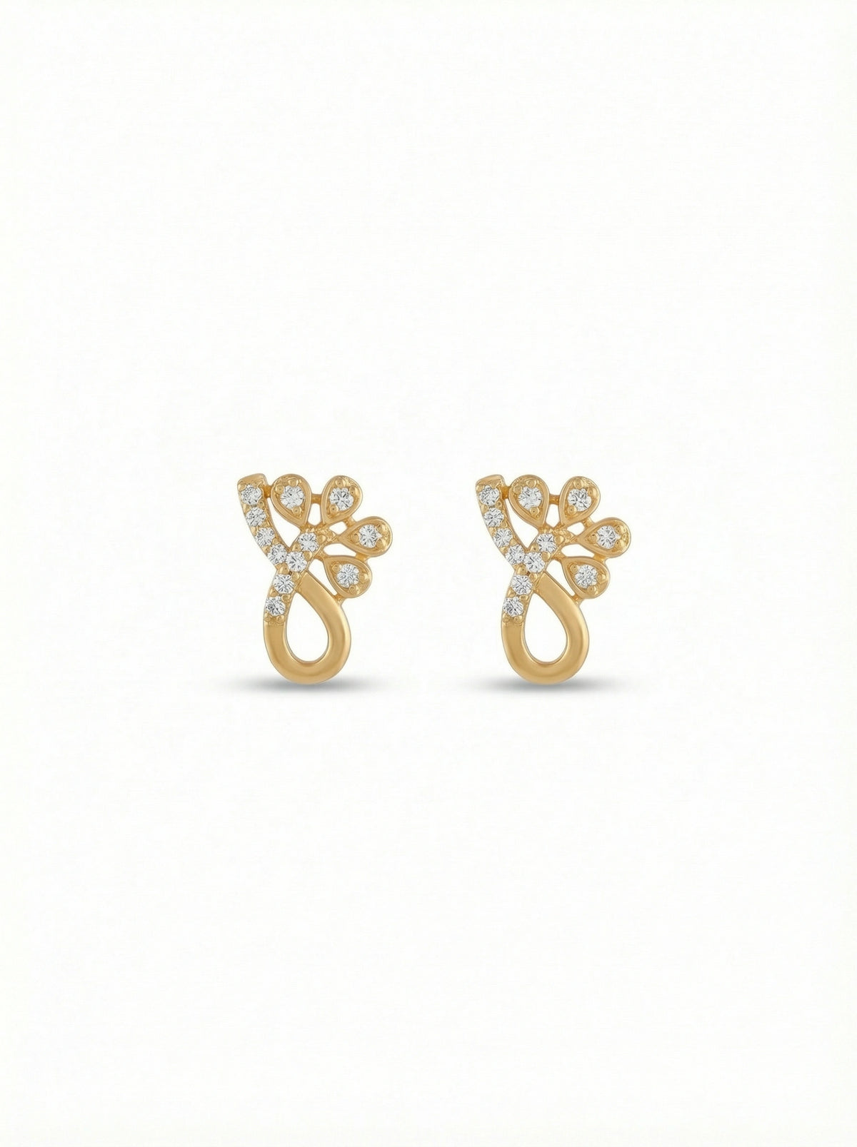 18k gold plated earrings with diamond accents on a white background