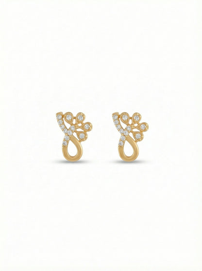 18k Gold plated earrings with diamond accents on a white background