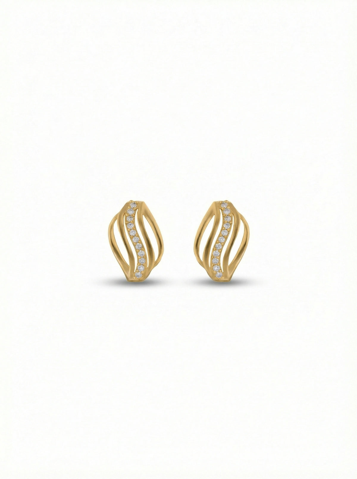 18k Gold plated earrings with diamond accents on a white background