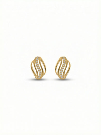 18k Gold plated earrings with diamond accents on a white background