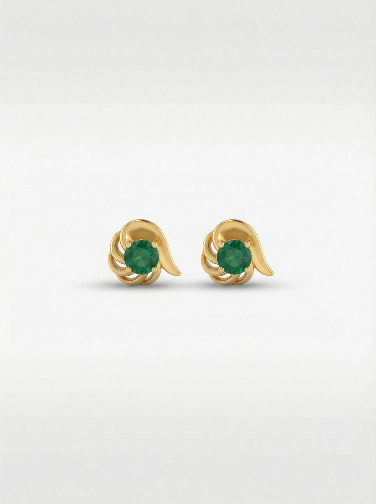  18k gold plated earrings with green gemstones on a white background