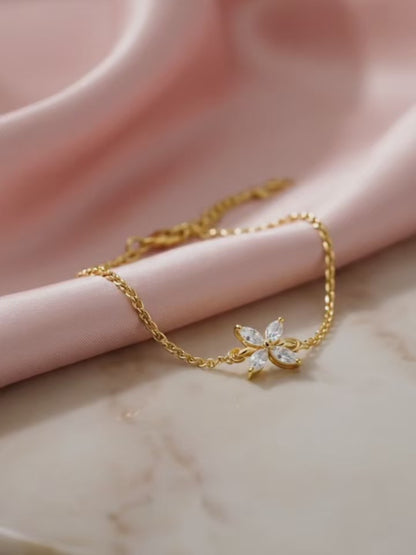 Jasmine Bloom Marquise Crystal Bracelet in 18k Gold Finish