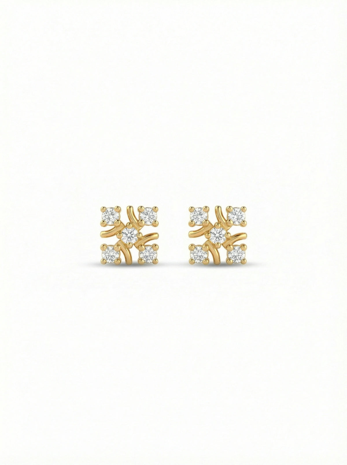 18k Gold plated earrings with diamond accents on a white background