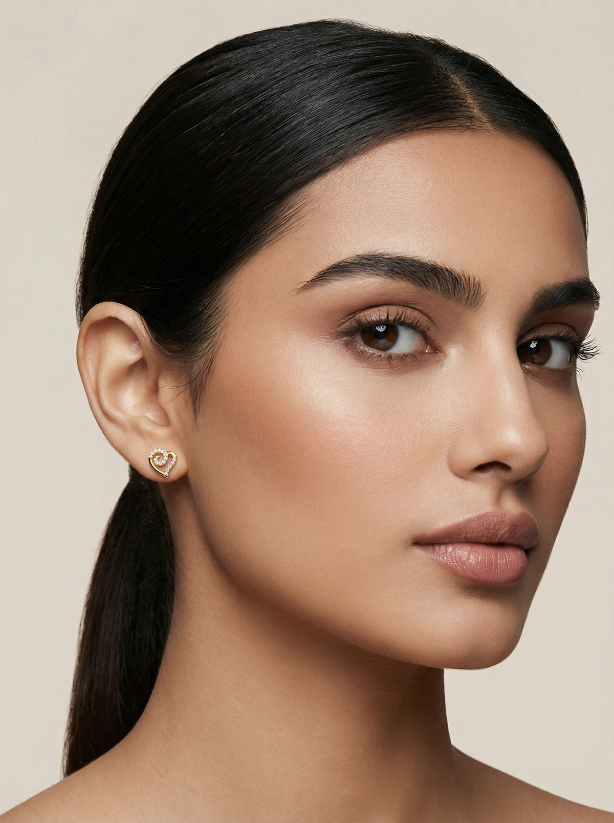 close-up of a woman with a neutral background