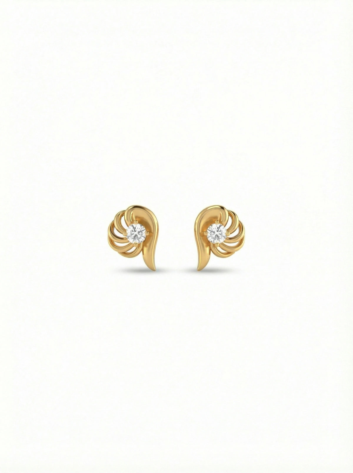 18k Gold plated earrings with a diamond on a white background