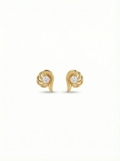 18k Gold plated earrings with a diamond on a white background